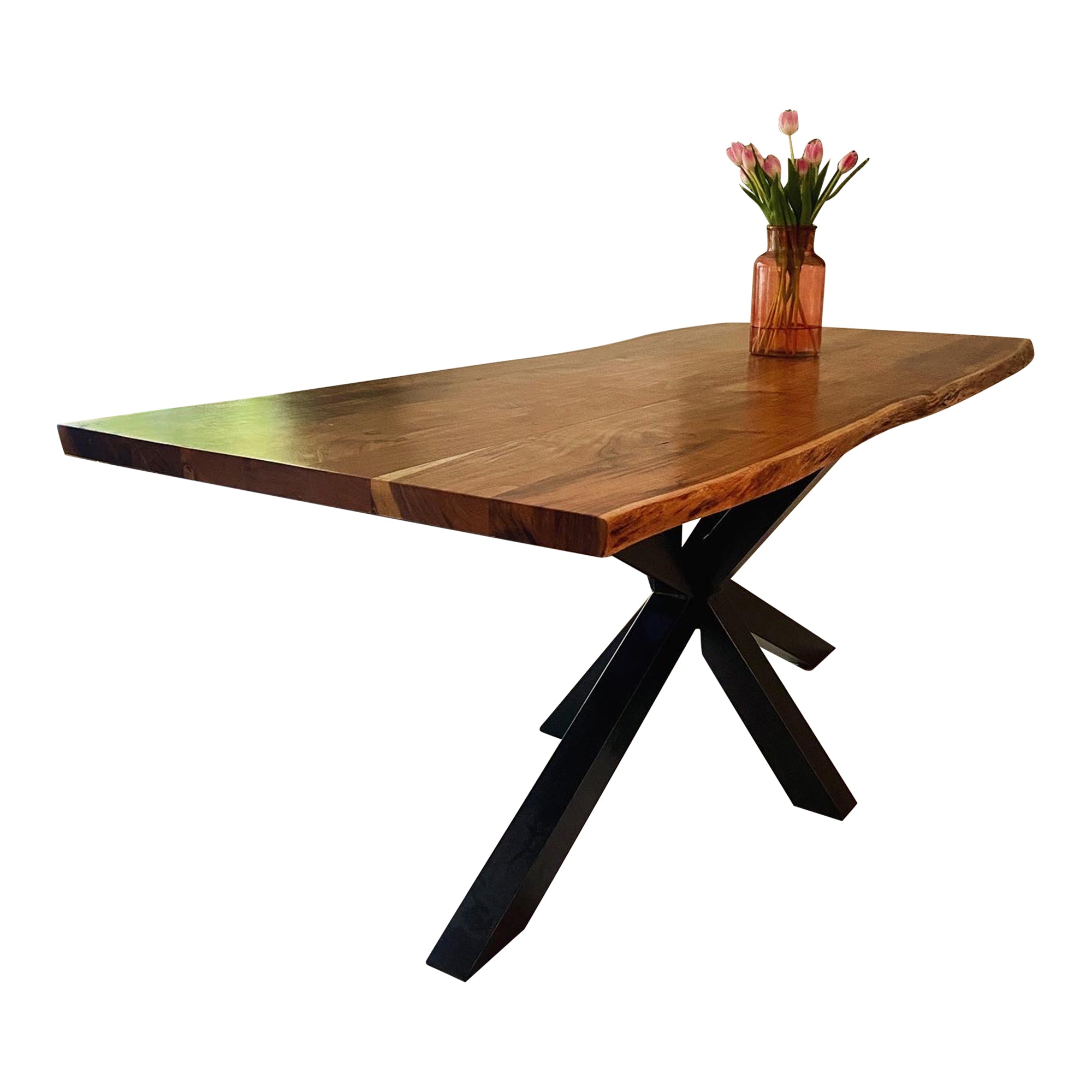 Table en bois d'acacia avec bordure en arbre "Wild Star" 