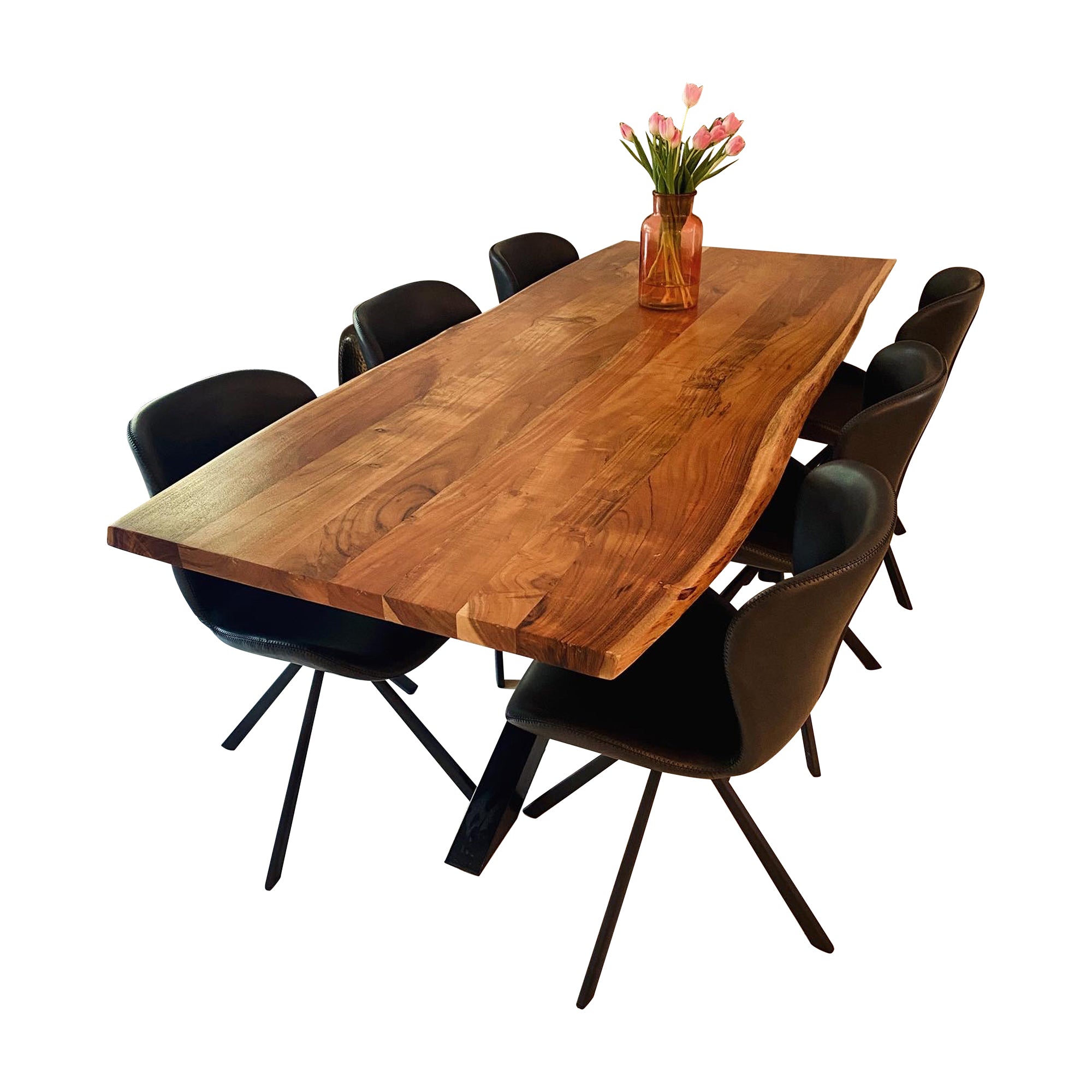 Table en bois d'acacia avec bordure en arbre "Wild Star" 